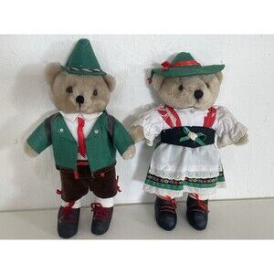 2 VTG German Stuffed Bears Tiroler Schonach 13” Lederhosen